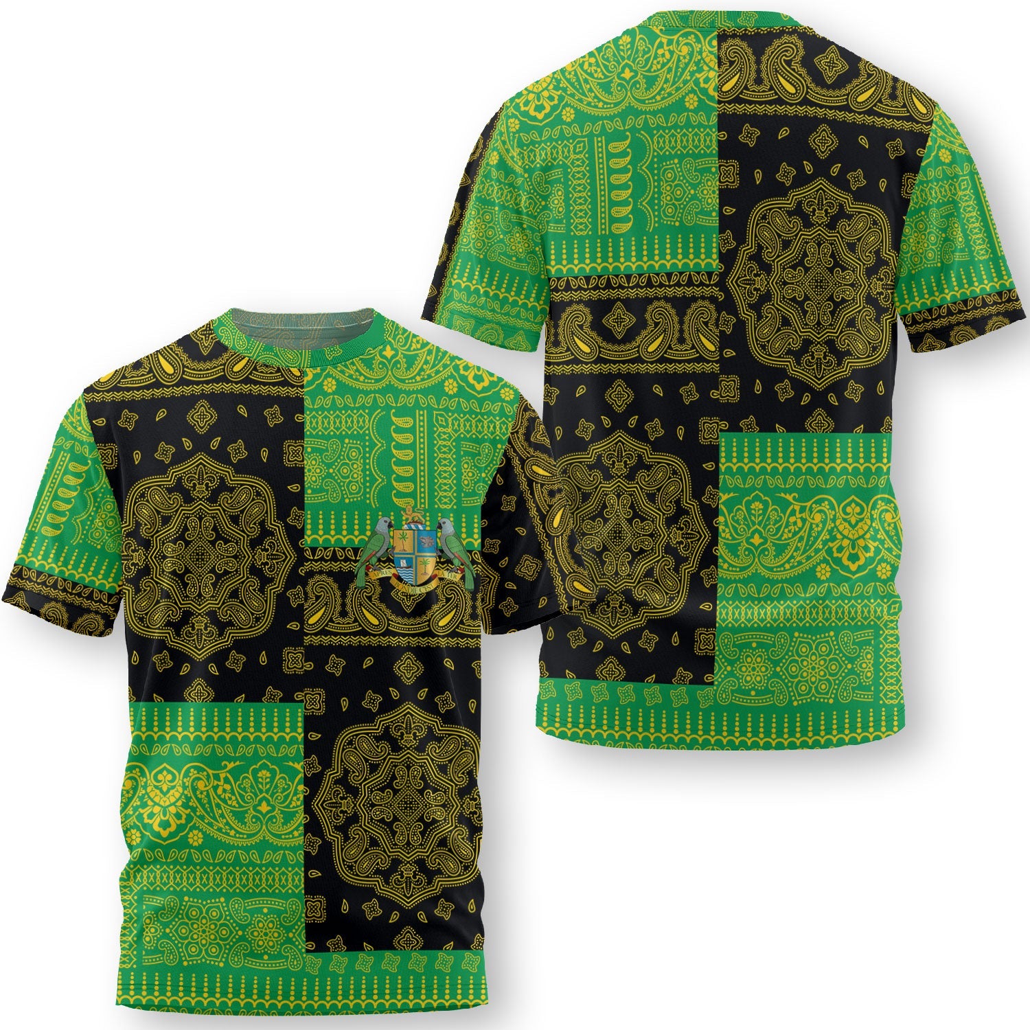 Dominica T Shirt Flag And Paisley Basic Style 1