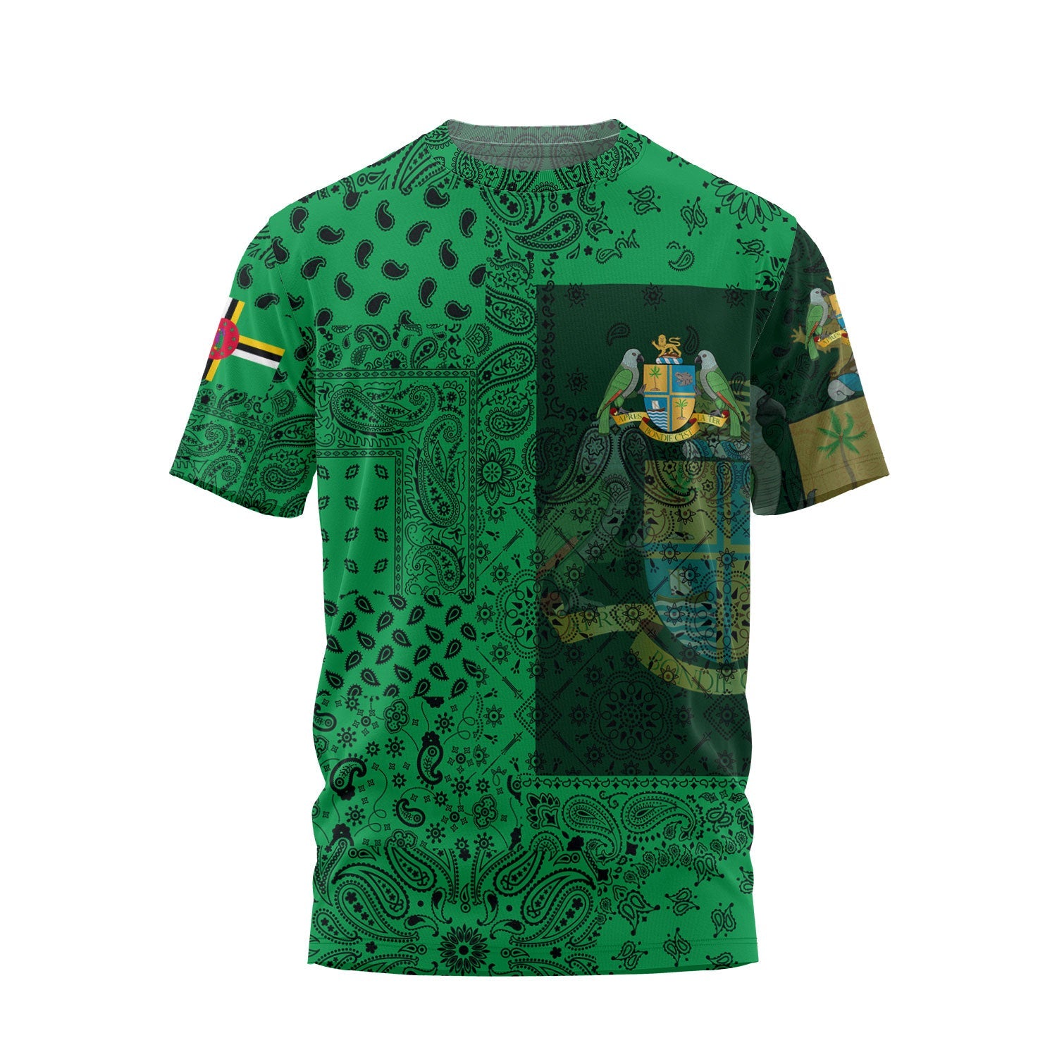 Dominica T Shirt Paisley Flag And Skull Style 1