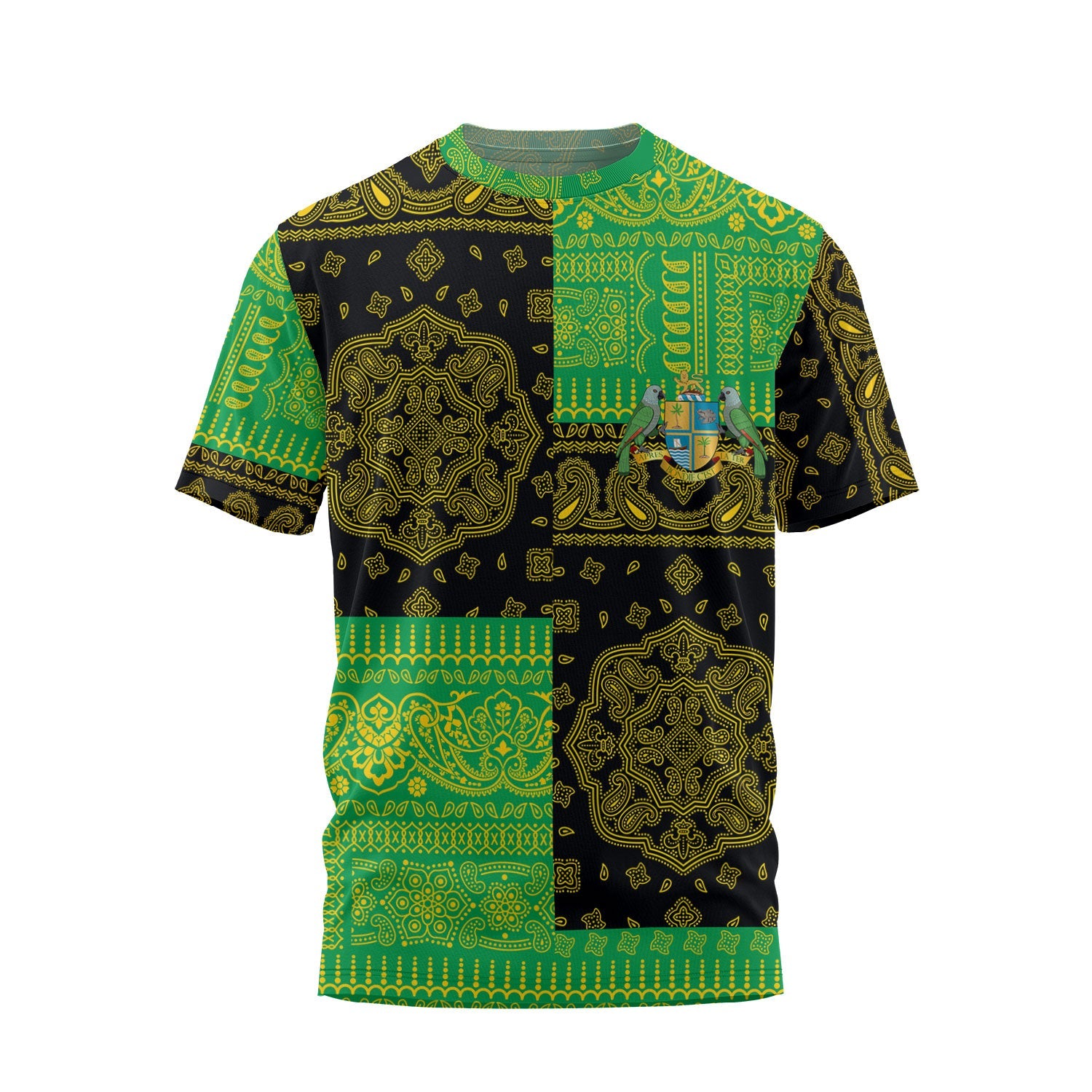 Dominica T Shirt Flag And Paisley Basic Style 2