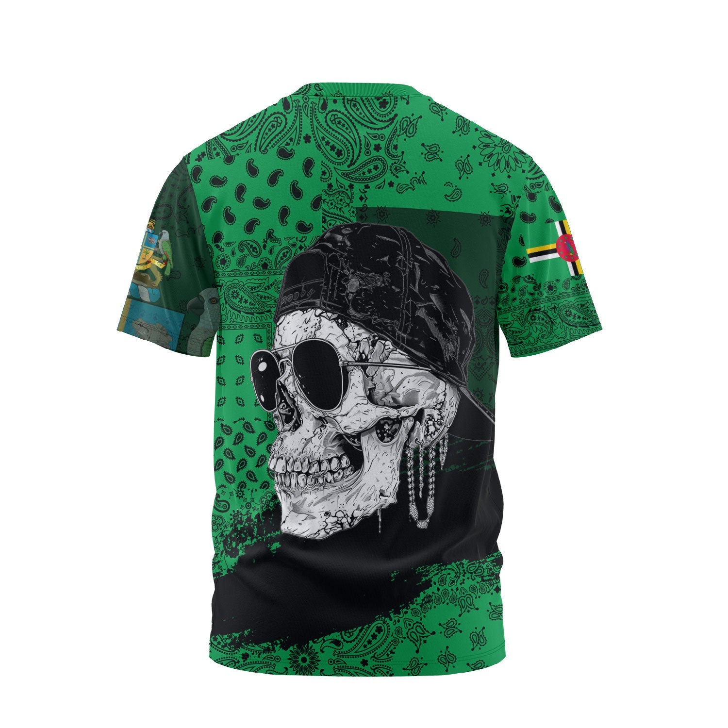 Dominica T Shirt Paisley Flag And Skull Style 2