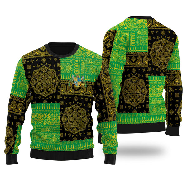 Dominica Ugly Sweater Flag And Paisley Basic Style 1