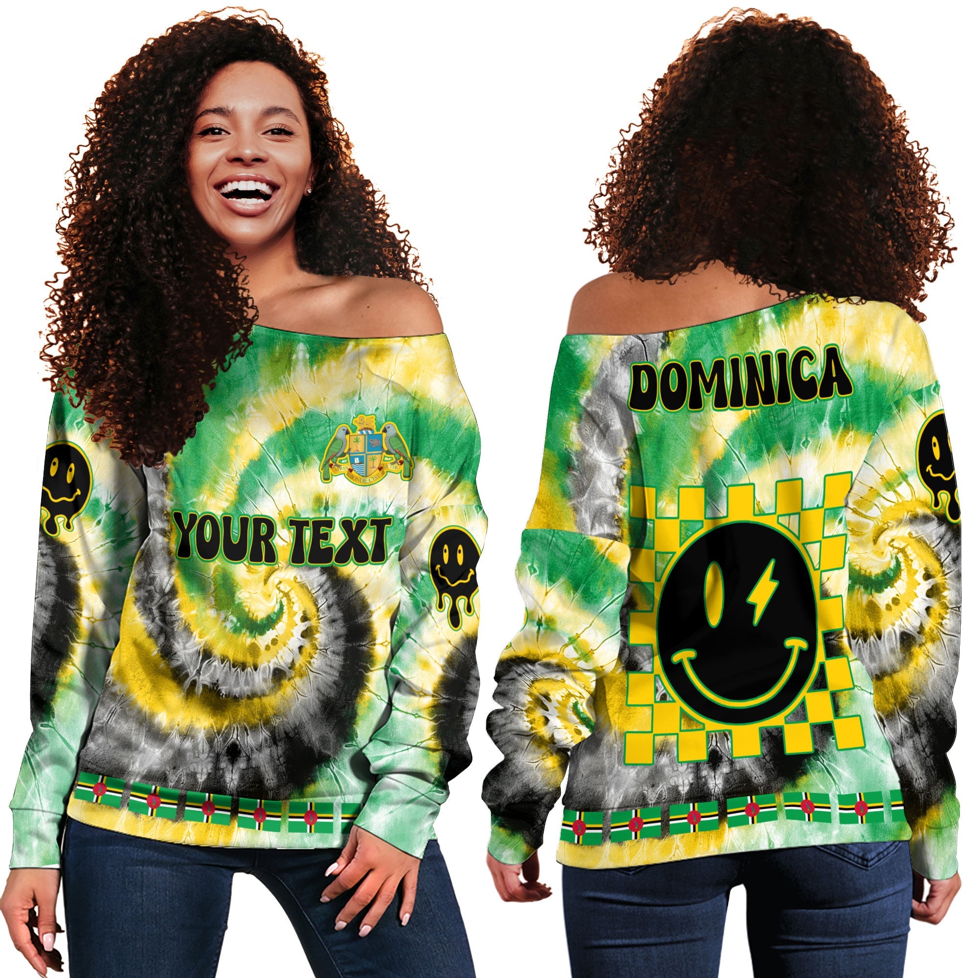 Dominica Women Off Shoulder Sweatshirt Custom Tie Dye Style 2