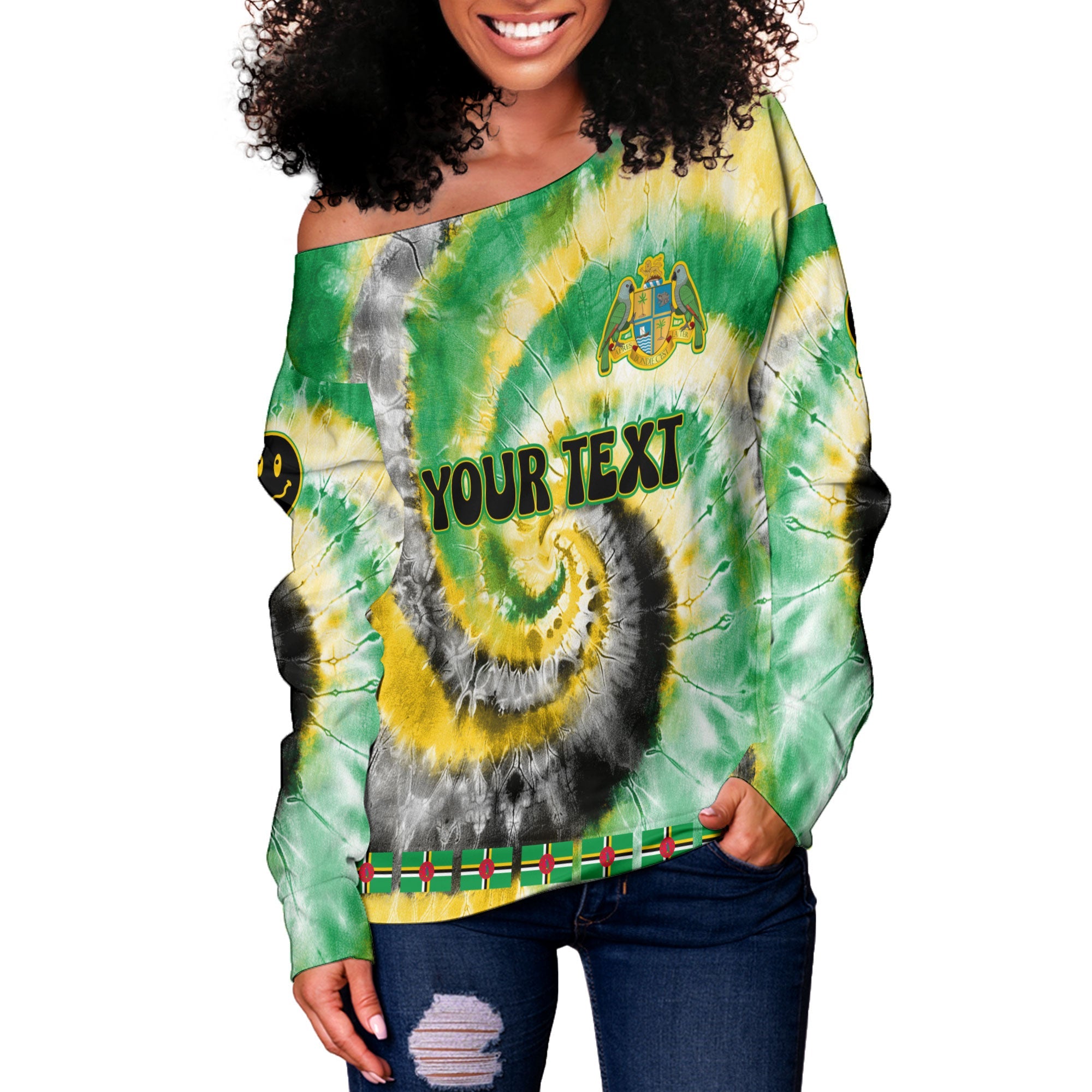 Dominica Women Off Shoulder Sweatshirt Custom Tie Dye Style 3