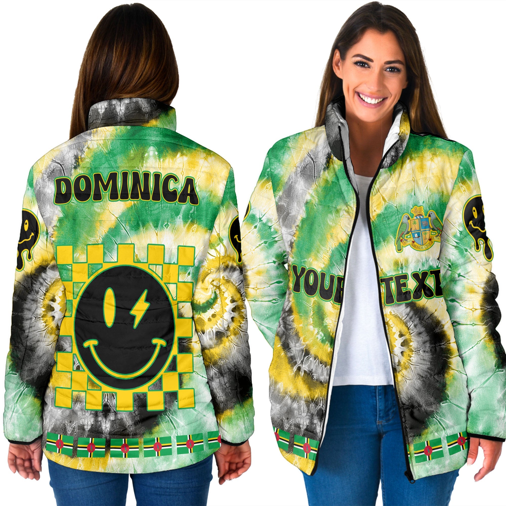 Dominica Women Padded Jacket Custom Tie Dye Style 3