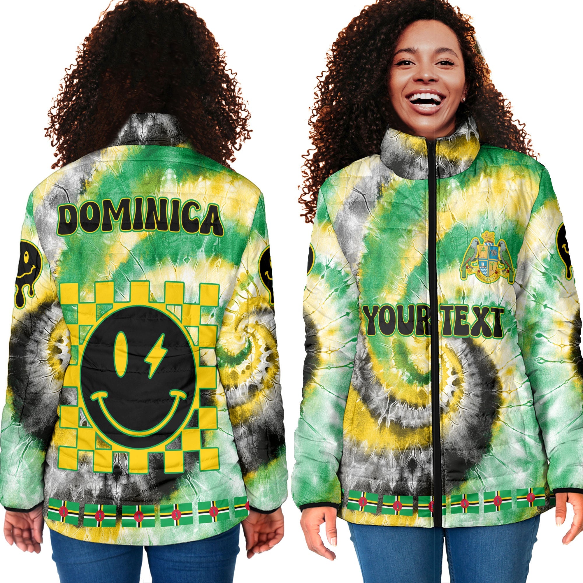 Dominica Women Padded Jacket Custom Tie Dye Style 4