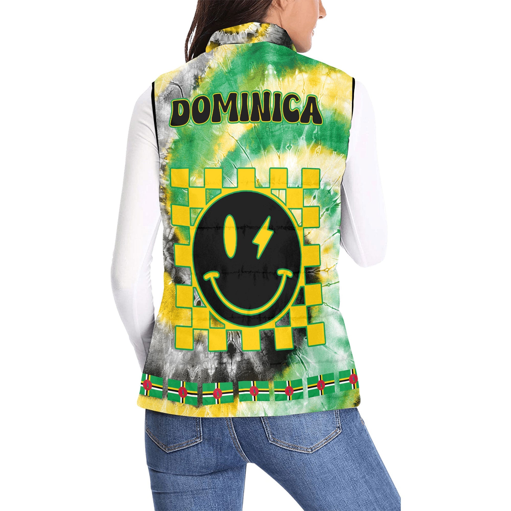 Dominica Women Padded Jacket Vest Custom Tie Dye Style 2