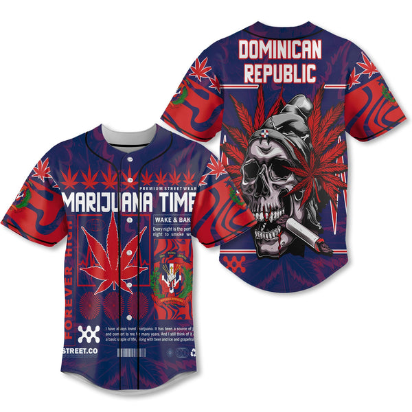 Dominican Republic Baseball Jersey Flag & Coat Of Arms Marijuanas Style