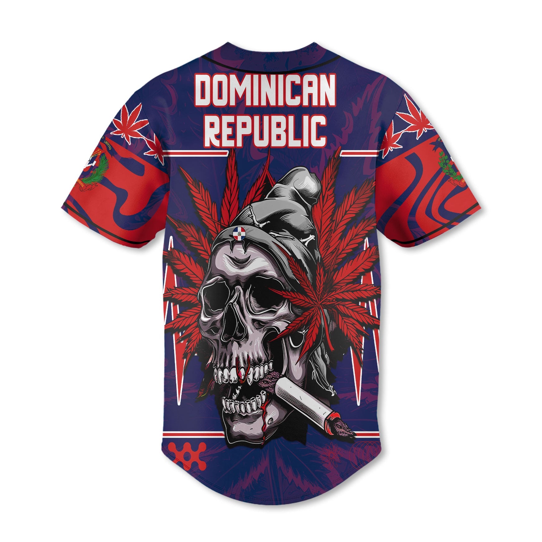 Dominican Republic Baseball Jersey Flag & Coat Of Arms Marijuanas Style