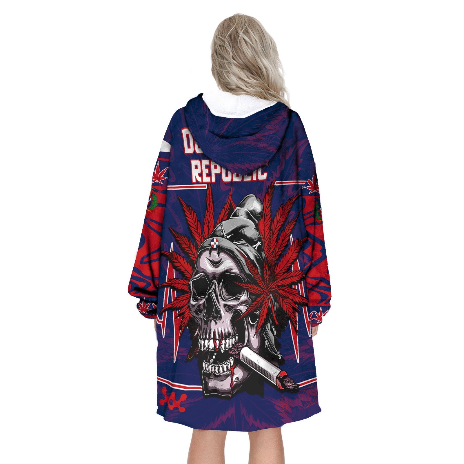 Dominican Republic Snug Hoodie Flag & Coat Of Arms Marijuanas Style