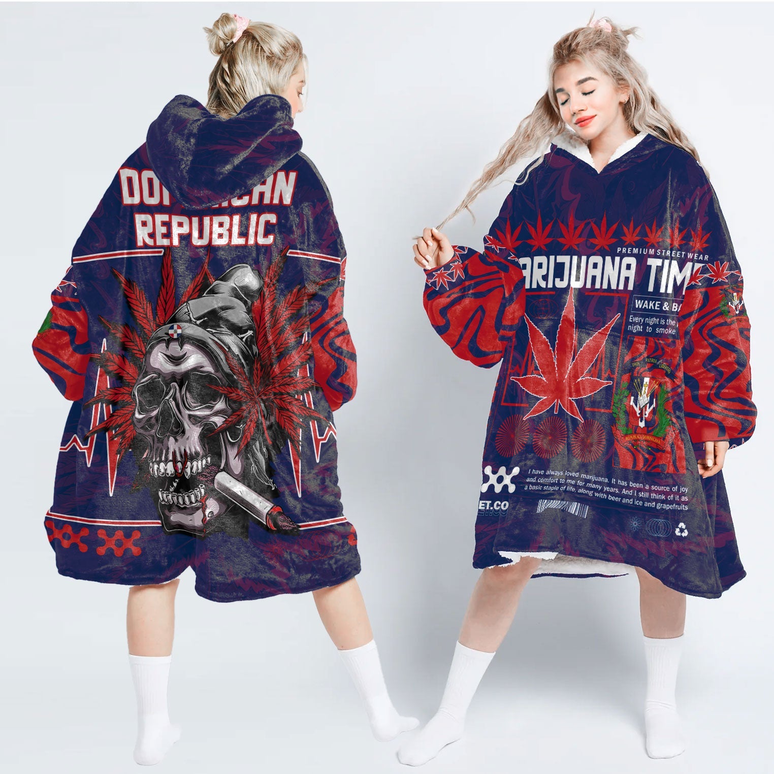 Dominican Republic Snug Hoodie Flag & Coat Of Arms Marijuanas Style