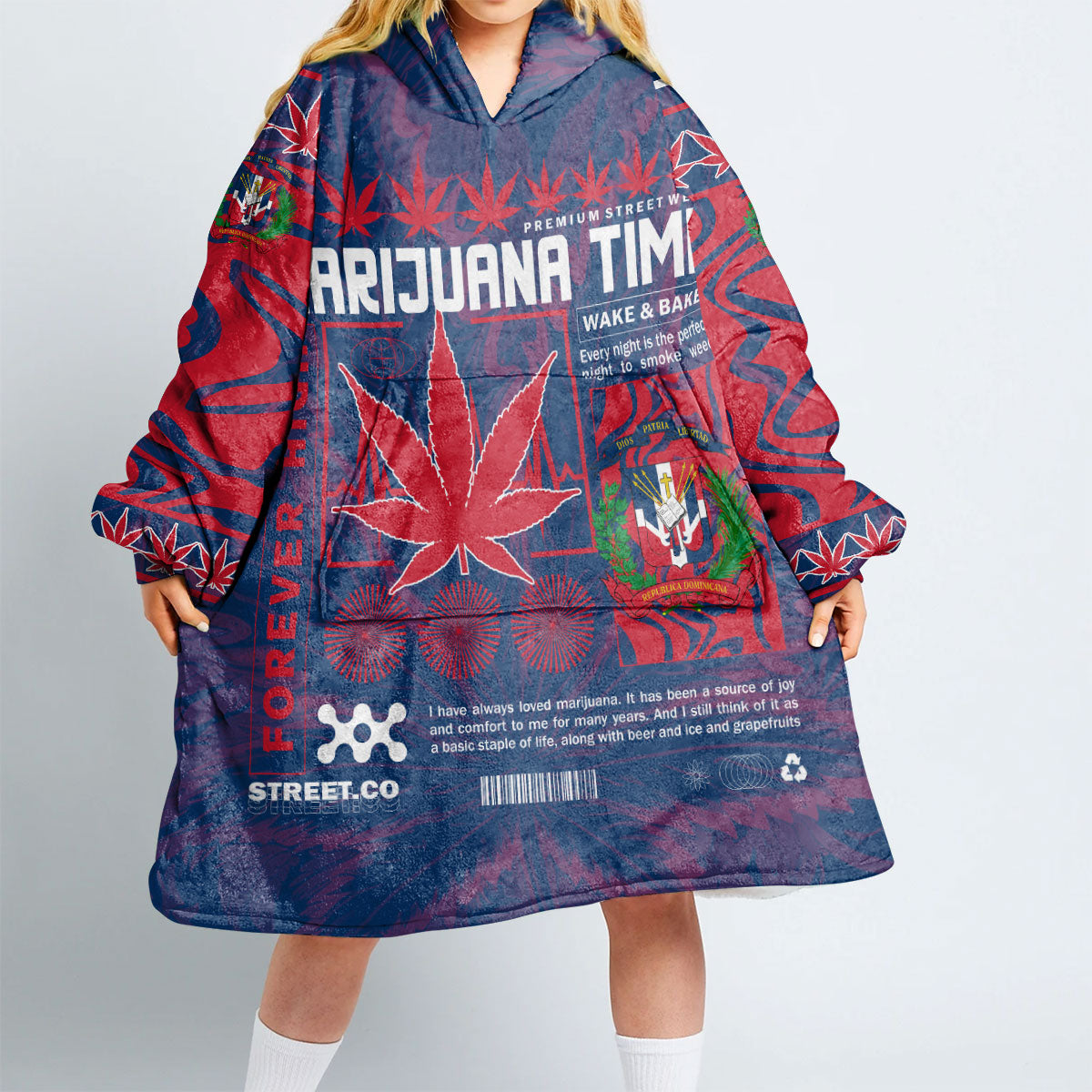 Dominican Republic Snug Hoodie Flag & Coat Of Arms Marijuanas Style