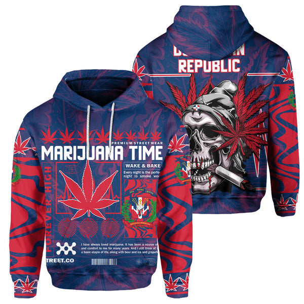 Dominican Republic Hoodie Flag & Coat Of Arms Marijuanas Style