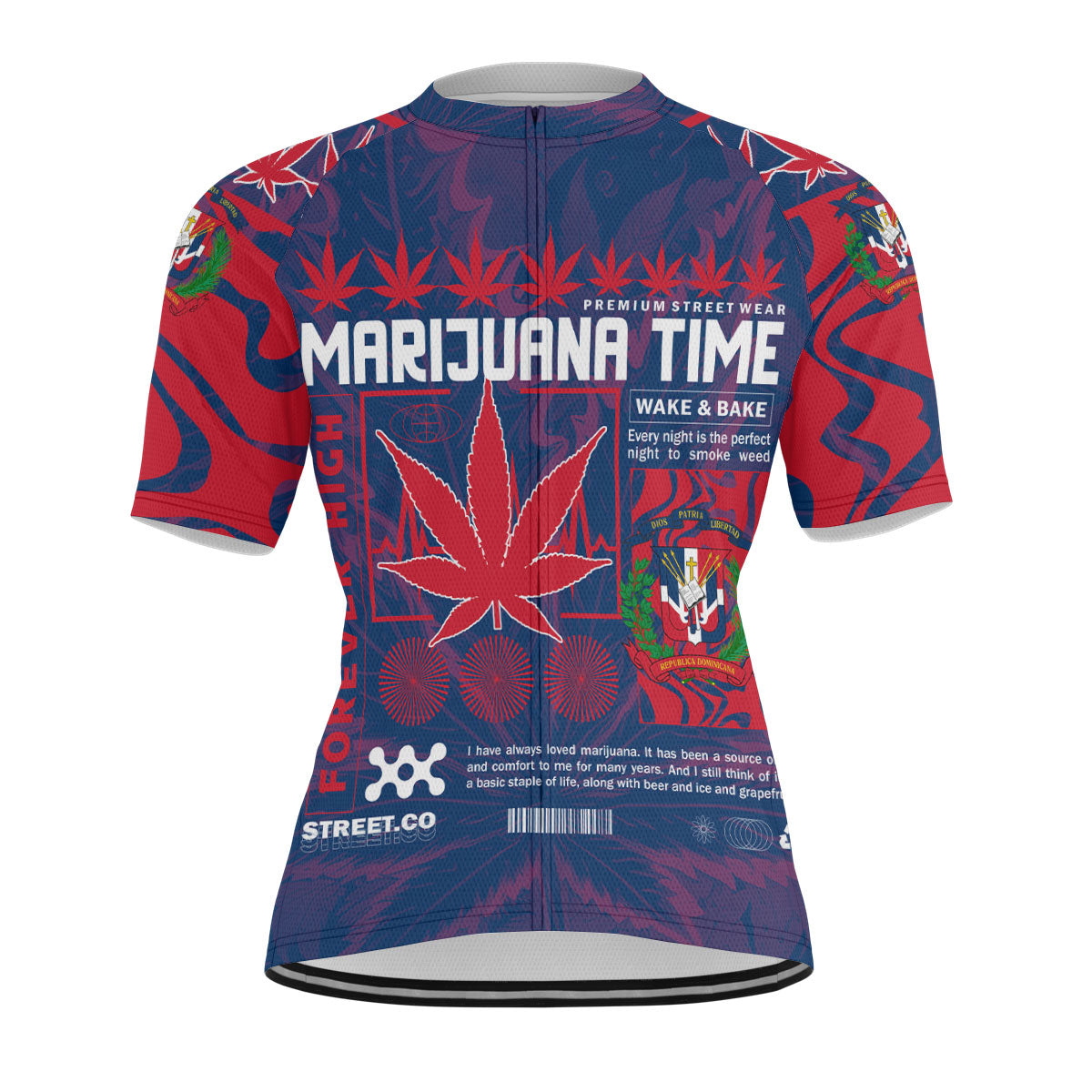 Dominican Republic Men's Cycling Jersey Flag & Coat Of Arms Marijuanas Style