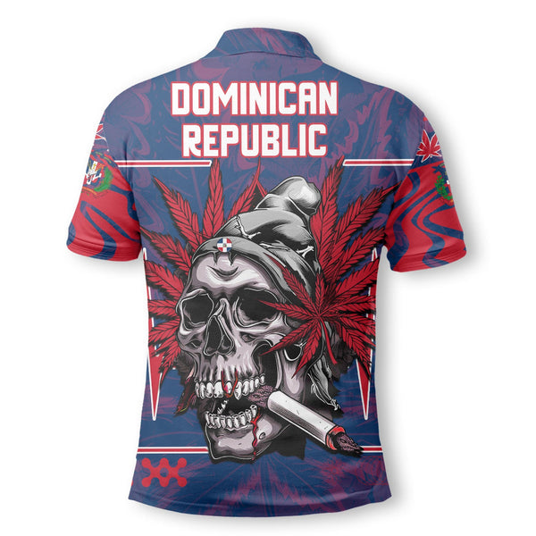 Dominican Republic Polo Shirt Flag & Coat Of Arms Marijuanas Style