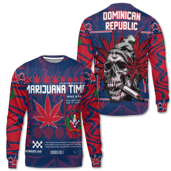 Dominican Republic Sweatshirt Flag & Coat Of Arms Marijuanas Style