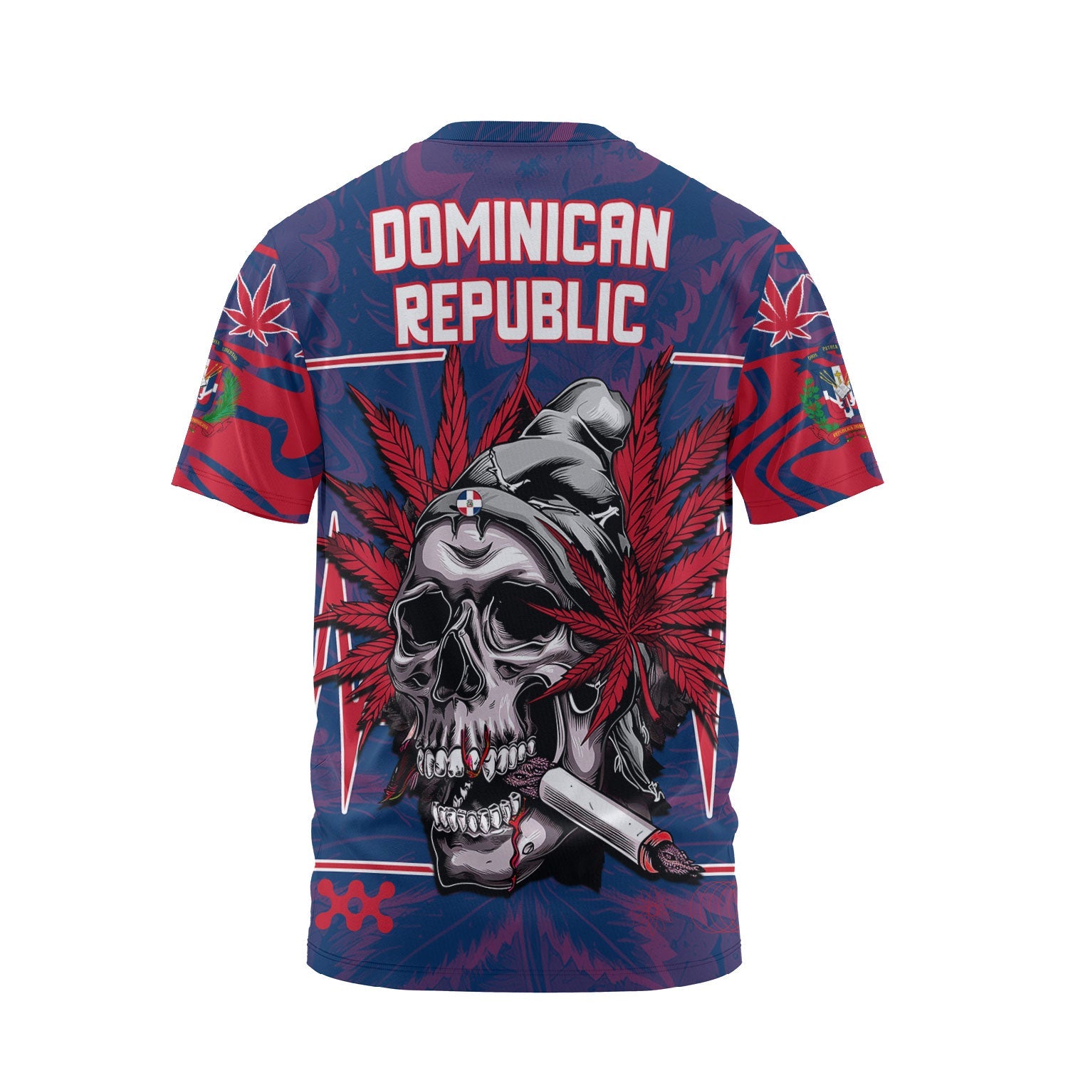 Dominican Republic T Shirt Flag & Coat Of Arms Marijuanas Style