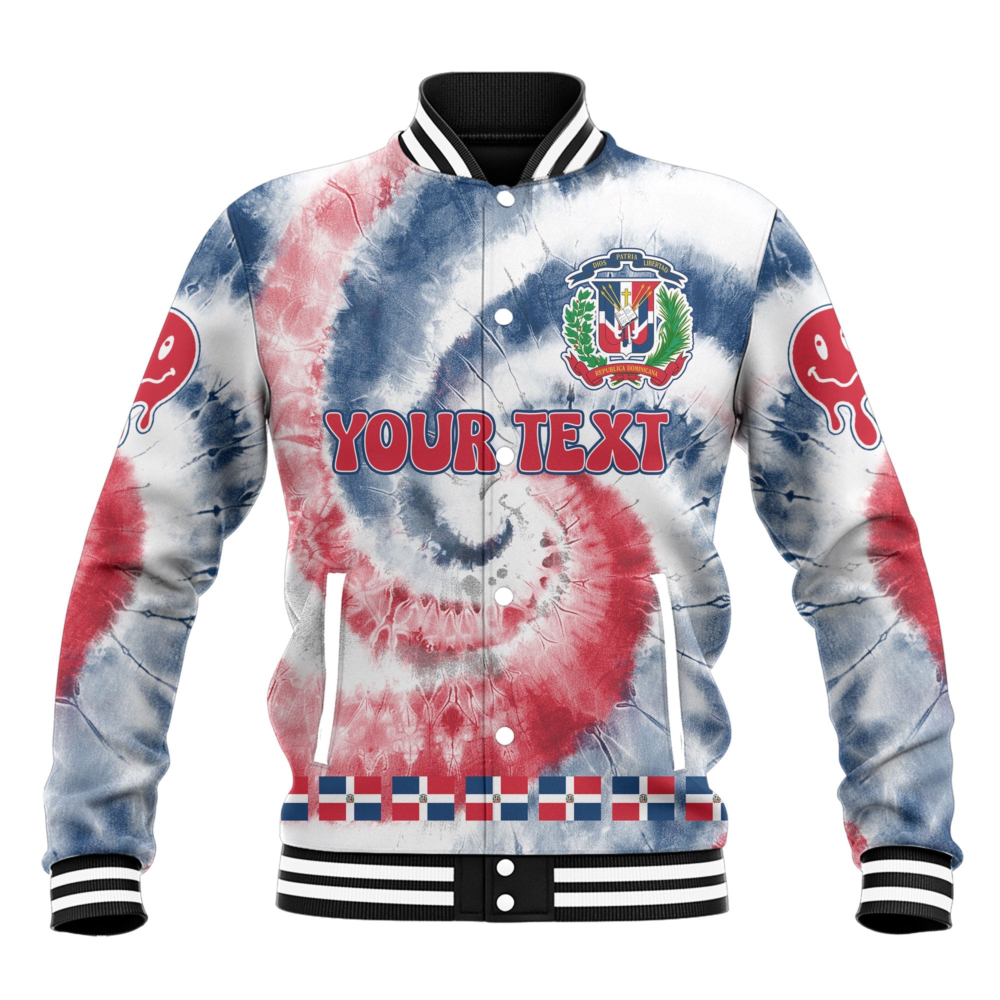 Dominican Republic Baseball Jacket Custom Tie Dye Style 2