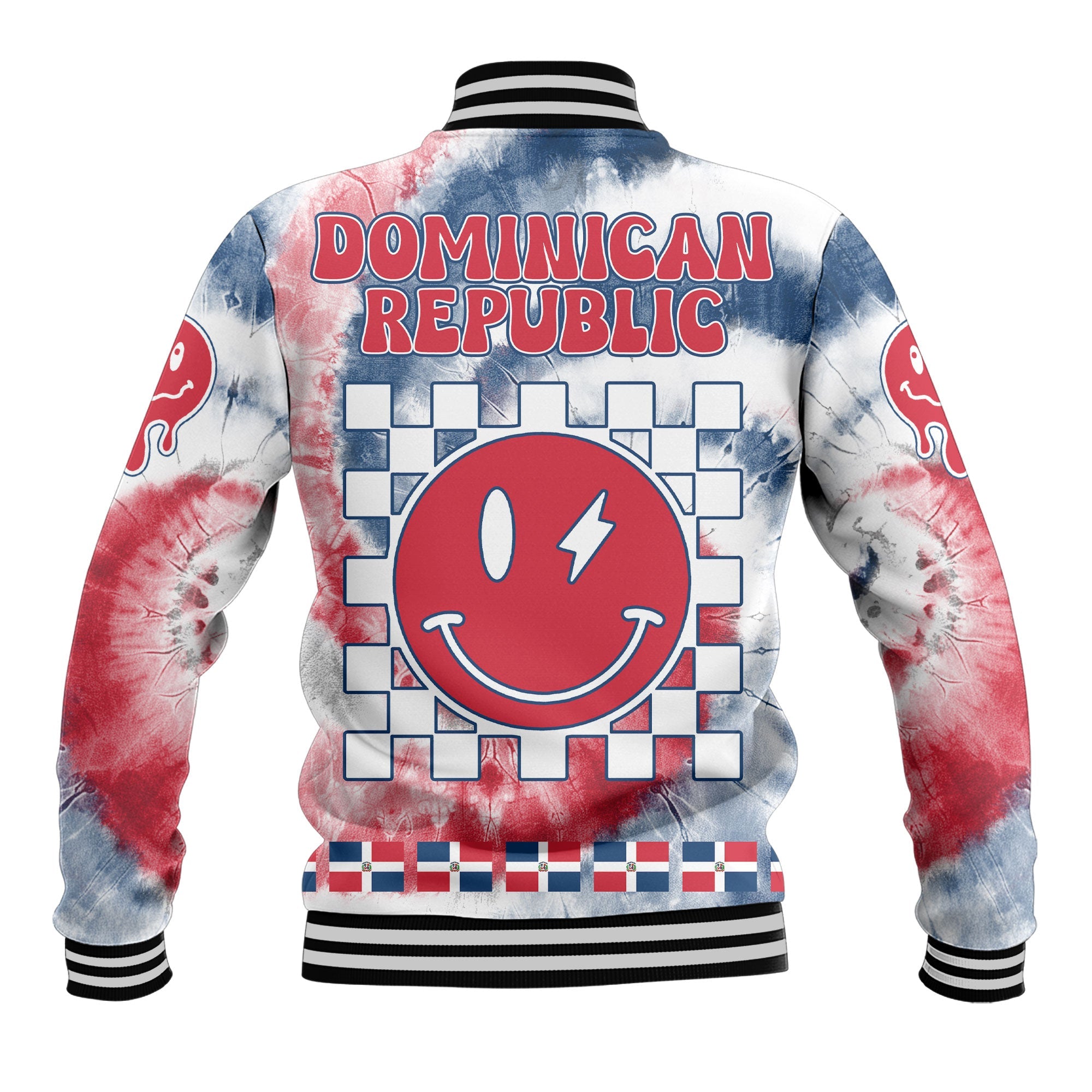 Dominican Republic Baseball Jacket Custom Tie Dye Style 3