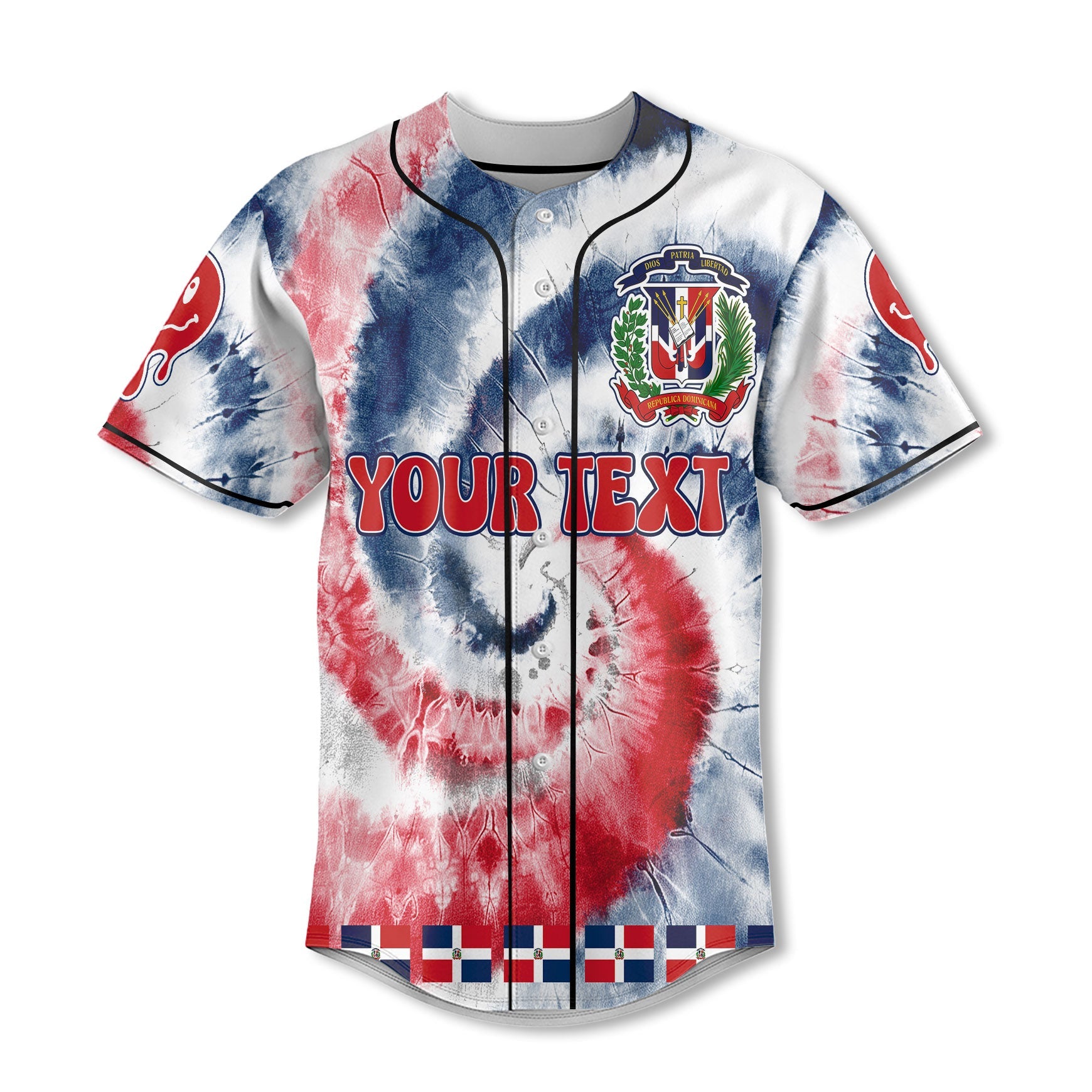 Dominican Republic Baseball Jersey Custom Tie Dye Style 2