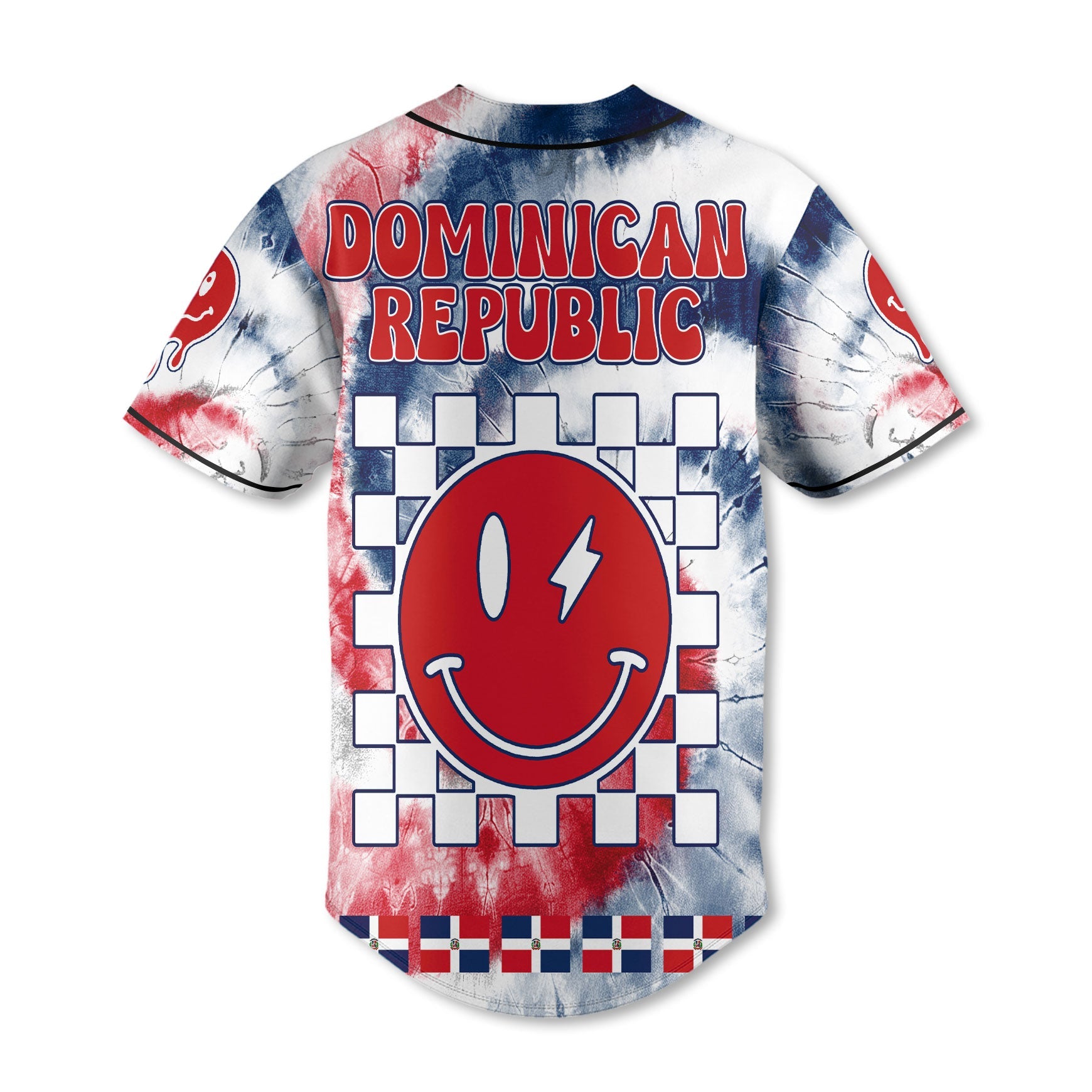 Dominican Republic Baseball Jersey Custom Tie Dye Style 3