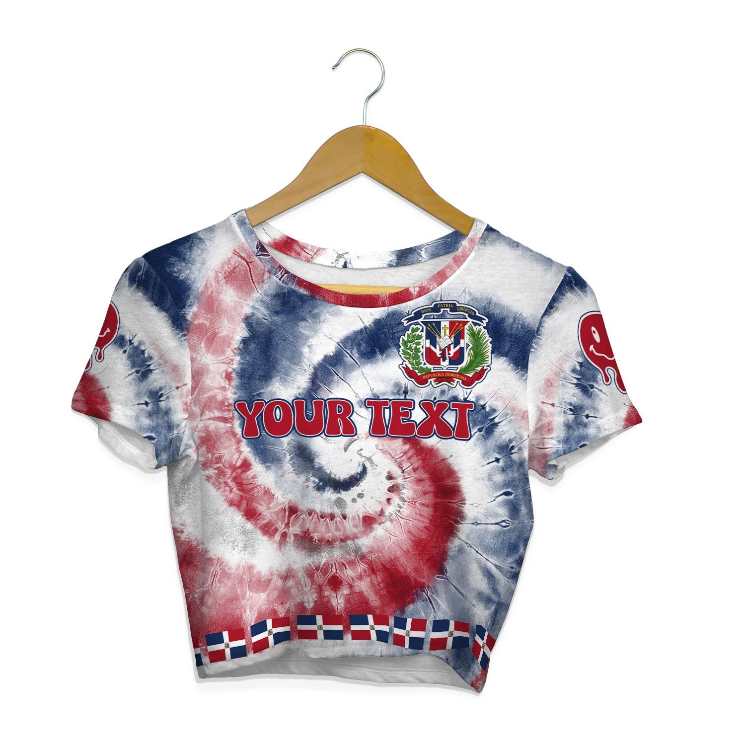 Dominican Republic Croptop T Shirt Custom Tie Dye Style 1