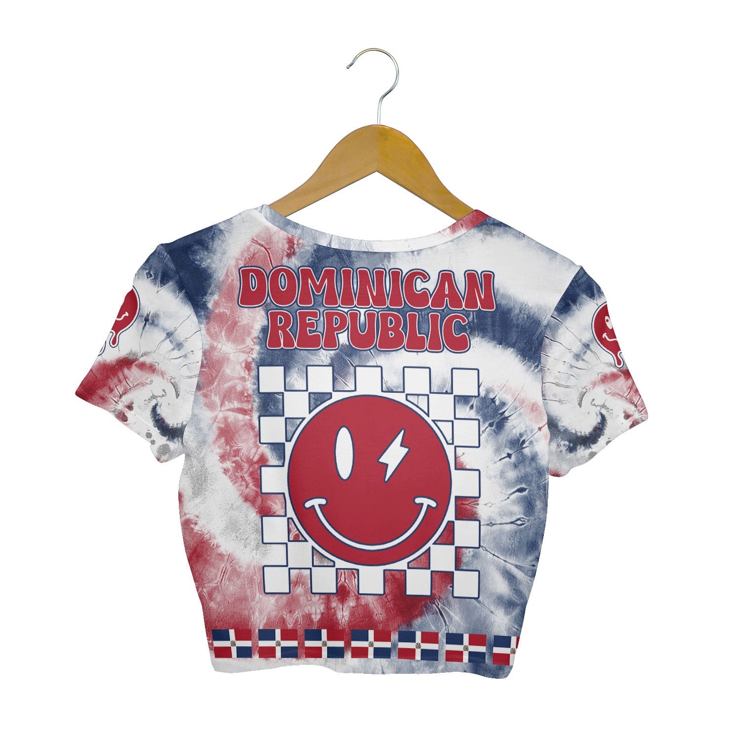 Dominican Republic Croptop T Shirt Custom Tie Dye Style 2