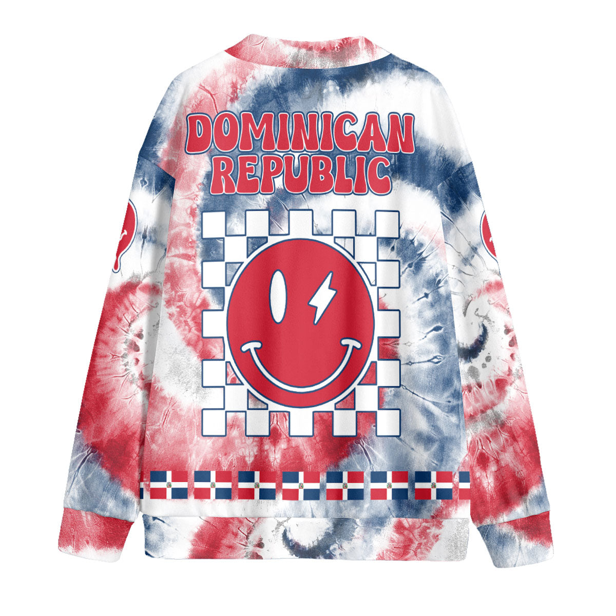 Dominican Republic Fleece Cardigan Custom Tie Dye Style 2