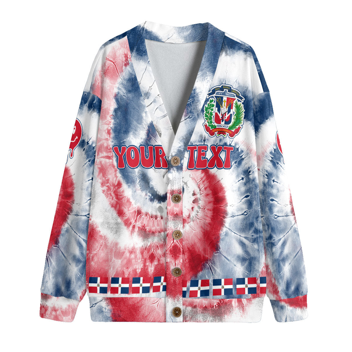 Dominican Republic Fleece Cardigan Custom Tie Dye Style 4