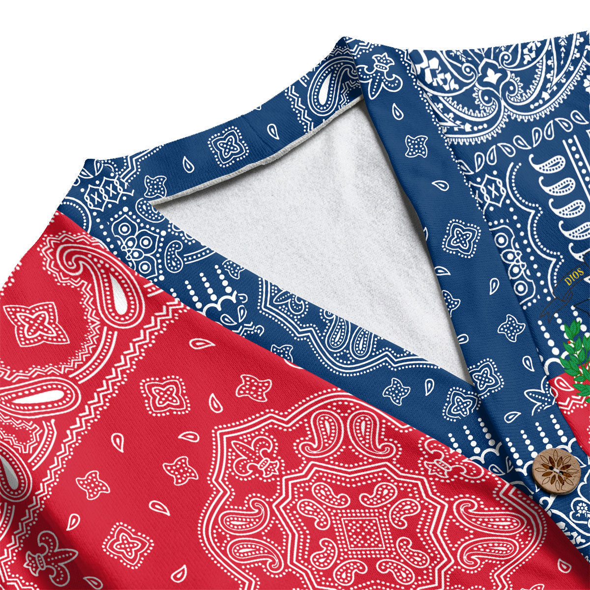 Dominican Republic Fleece Cardigan Flag And Paisley Basic Style 4