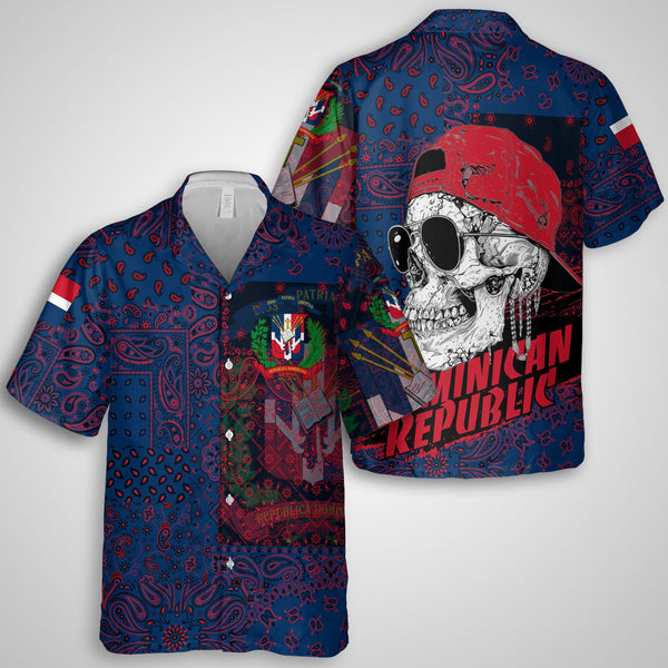 Dominican Republic Hawaiian Shirt Paisley Flag And Skull Style 1