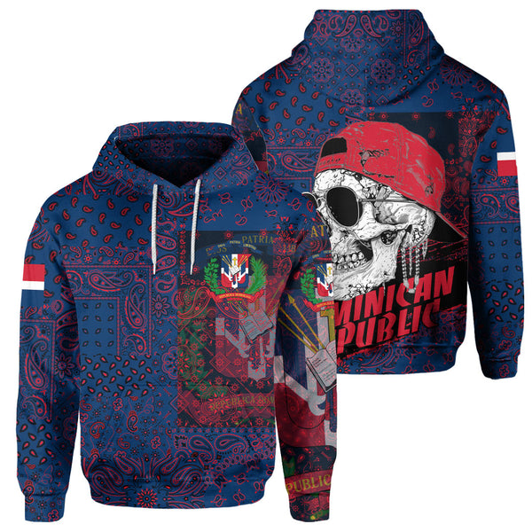 Dominican Republic Hoodie Paisley Flag And Skull Style 1