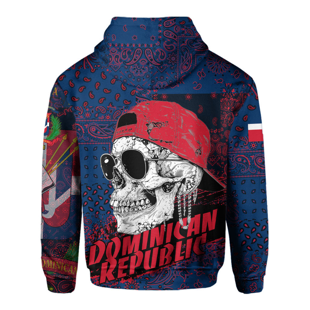 Dominican Republic Hoodie Paisley Flag And Skull Style 3