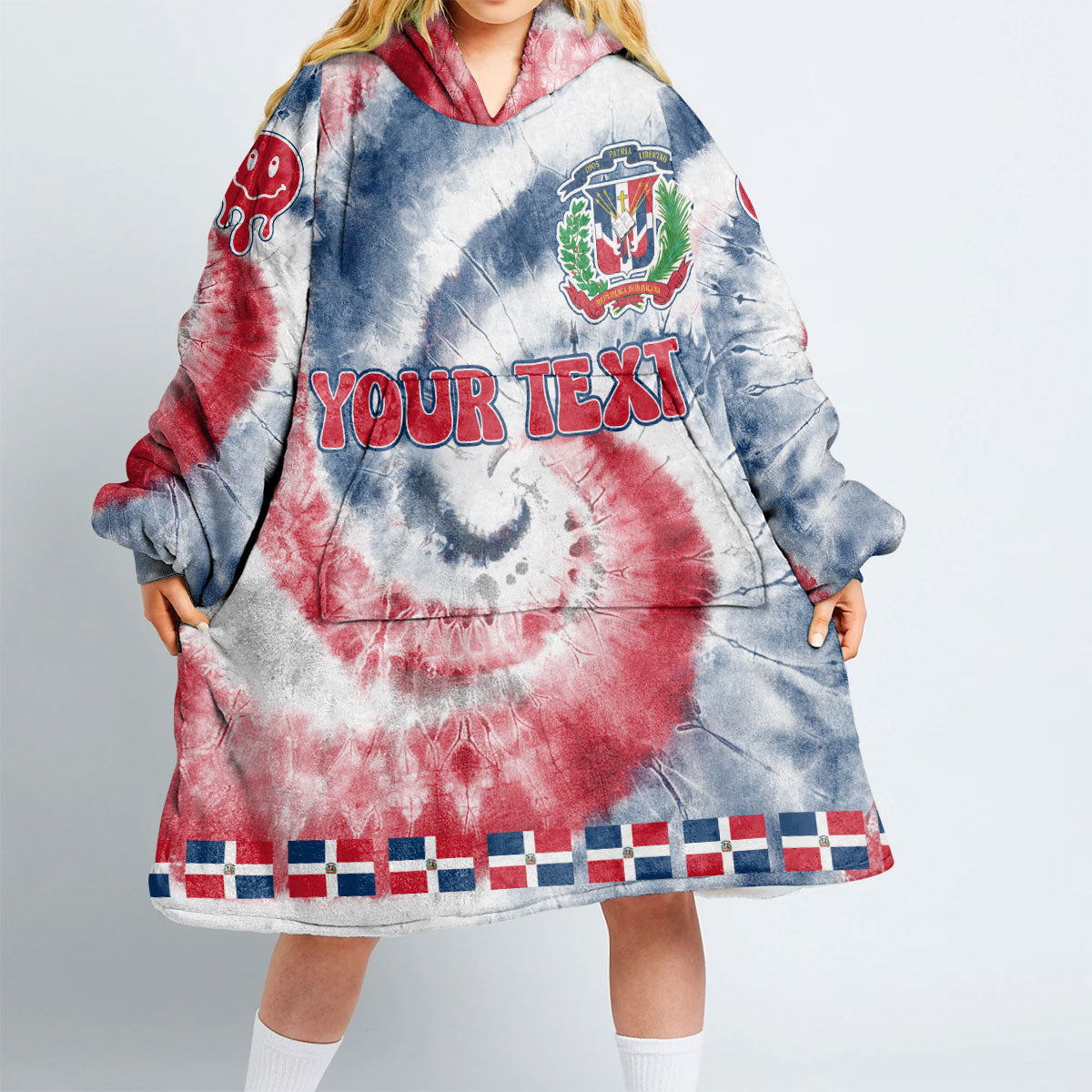 Dominican Republic Hoodie Blanket Custom Tie Dye Style 2