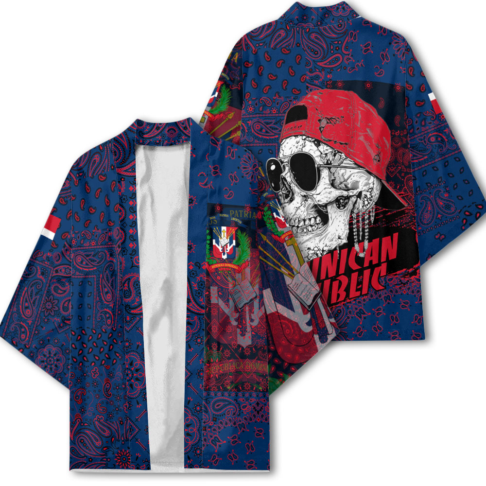 Dominican Republic Kimono Paisley Flag And Skull Style 2