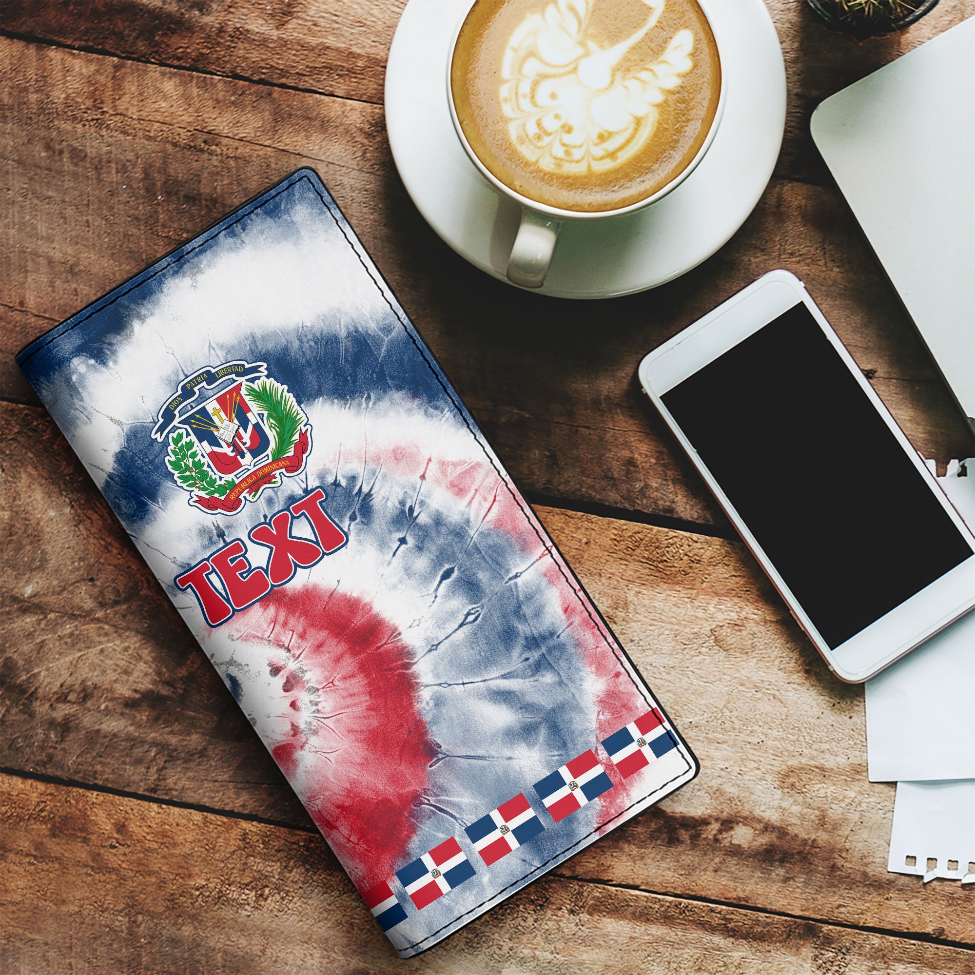 Dominican Republic Leather Wallet Custom Tie Dye Style 1