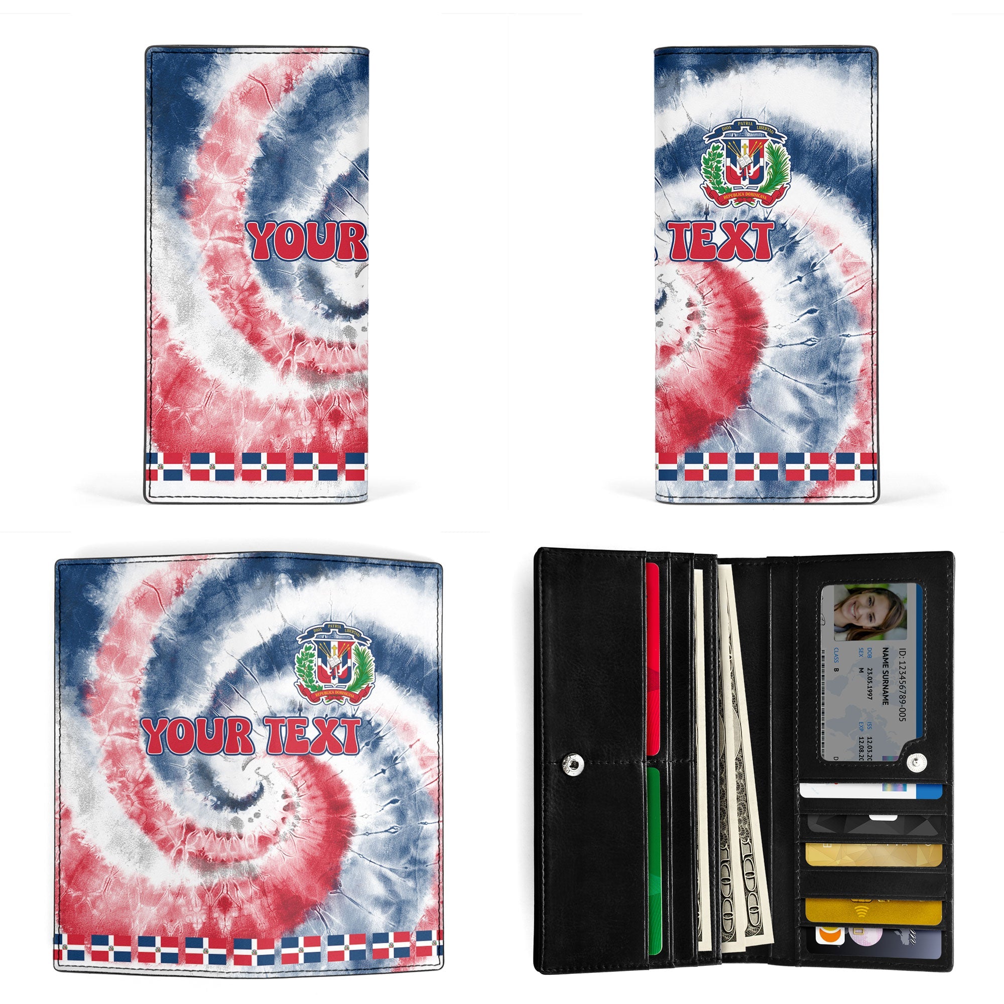 Dominican Republic Leather Wallet Custom Tie Dye Style 3