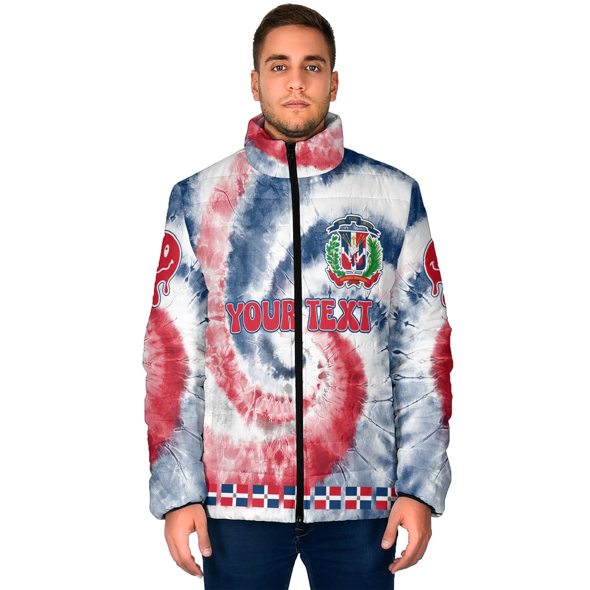 Dominican Republic Men Padded Jacket Custom Tie Dye Style 1