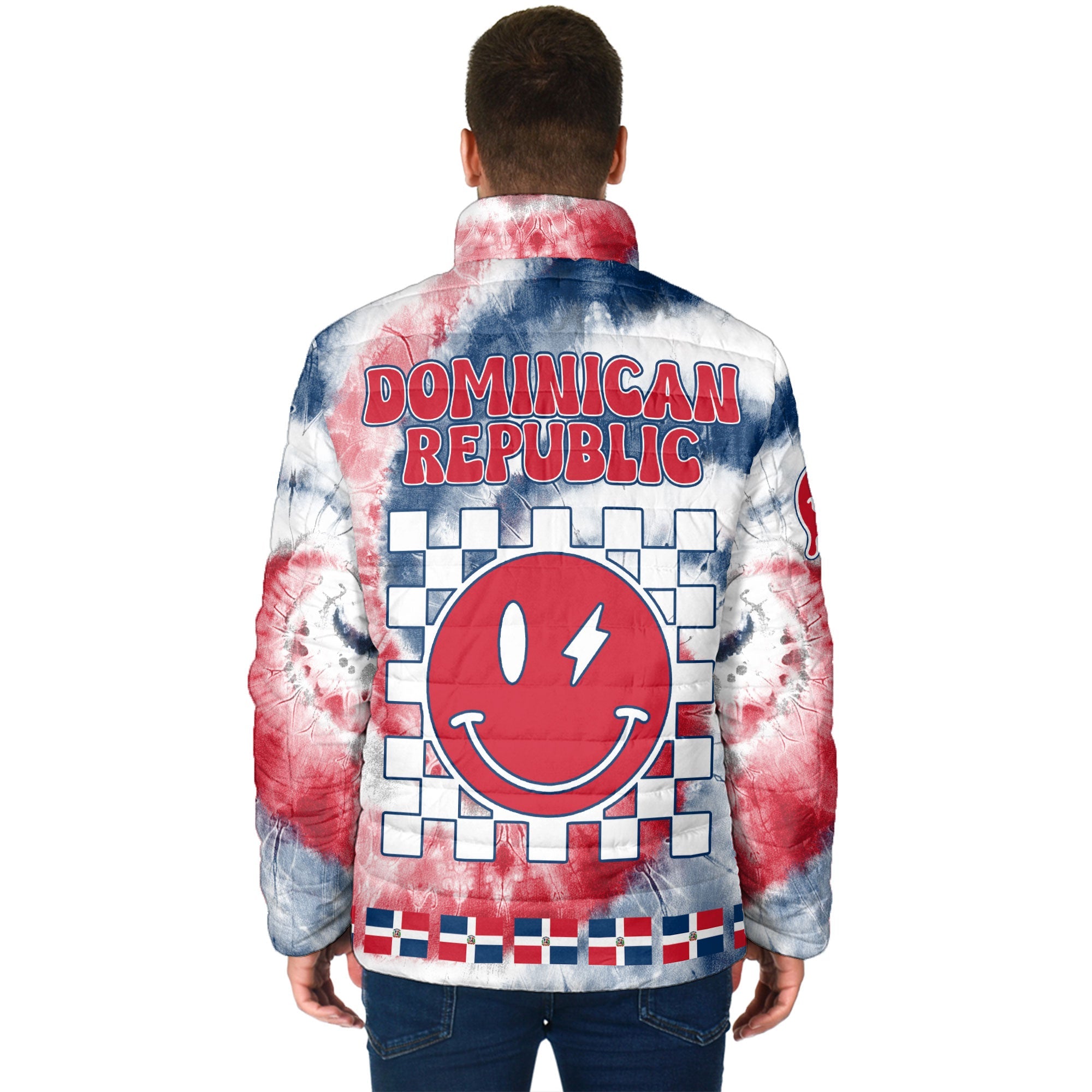 Dominican Republic Men Padded Jacket Custom Tie Dye Style 2