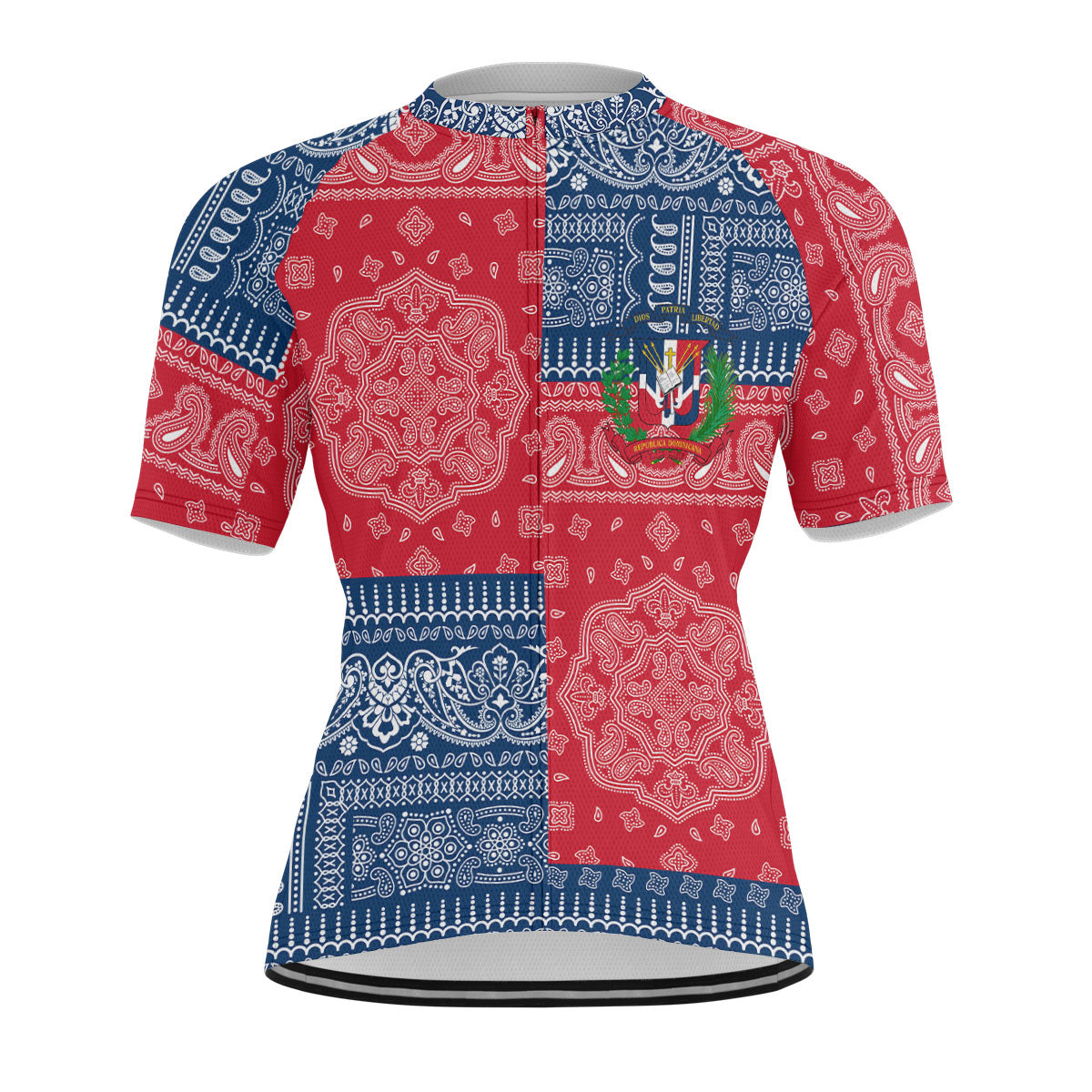 Dominican Republic Men Cycling Jersey Flag And Paisley Basic Style 1