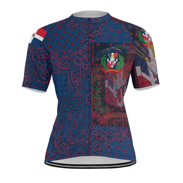 Dominican Republic Men Cycling Jersey Paisley Flag And Skull Style 1