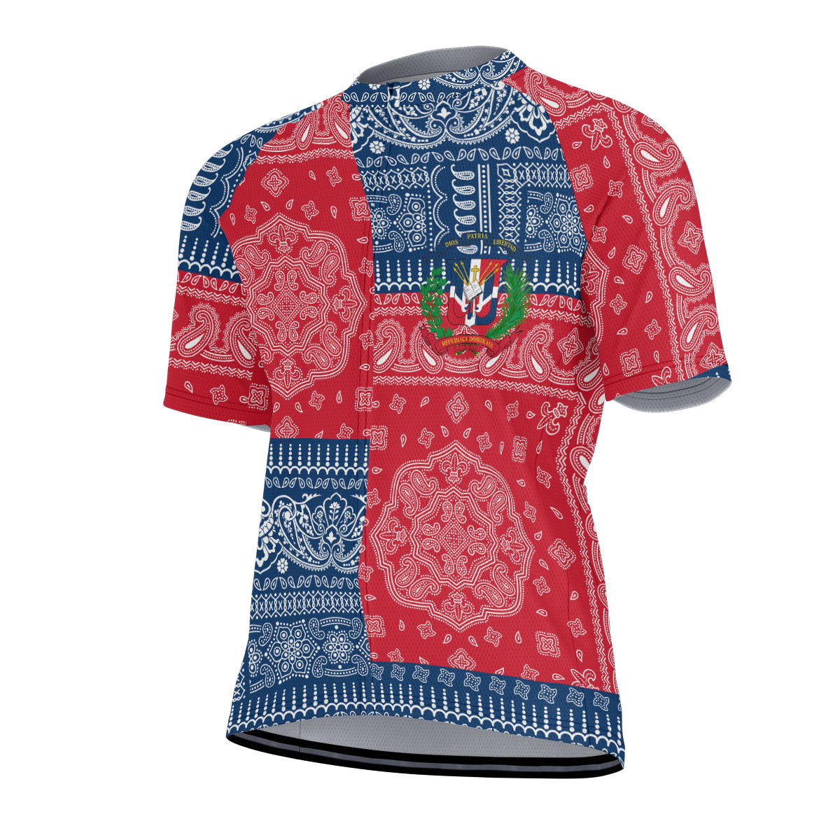 Dominican Republic Men Cycling Jersey Flag And Paisley Basic Style 2