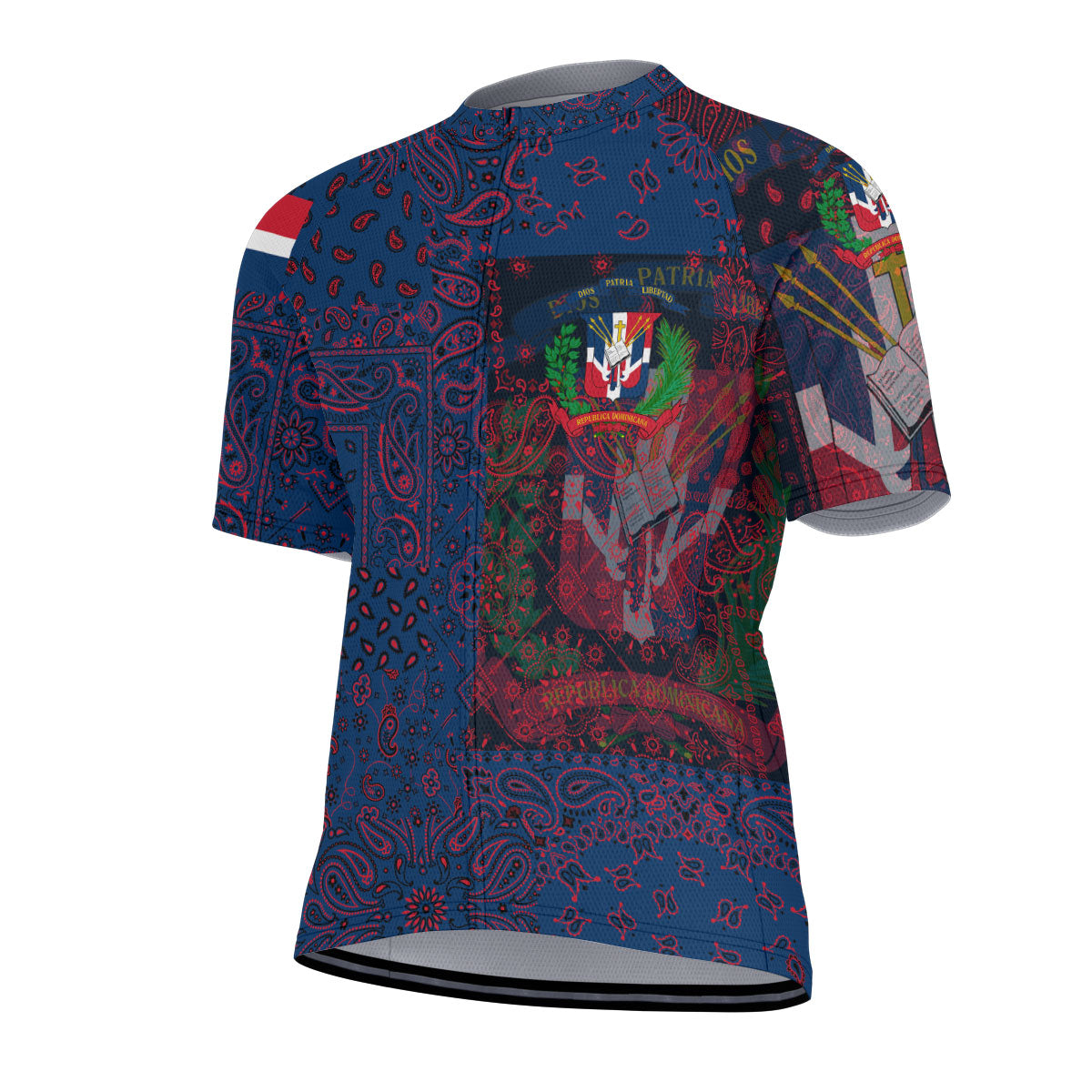 Dominican Republic Men Cycling Jersey Paisley Flag And Skull Style 2