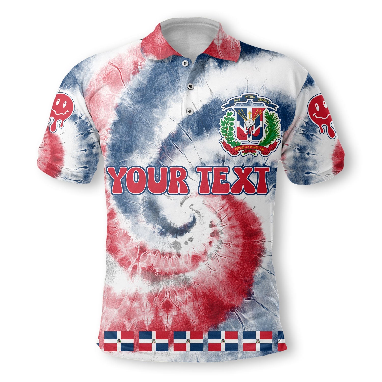 Dominican Republic Polo Shirt Custom Tie Dye Style 2