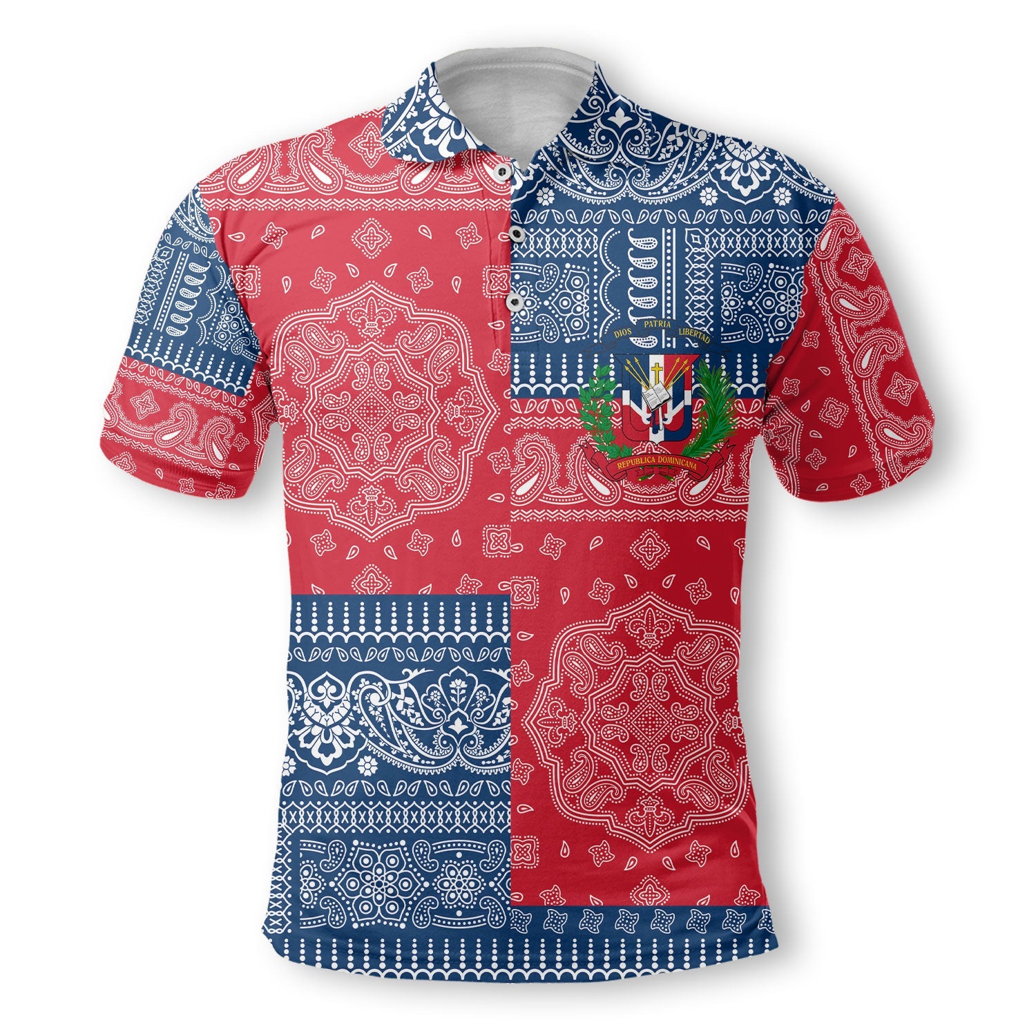 Dominican Republic Polo Shirt Flag And Paisley Basic Style 2