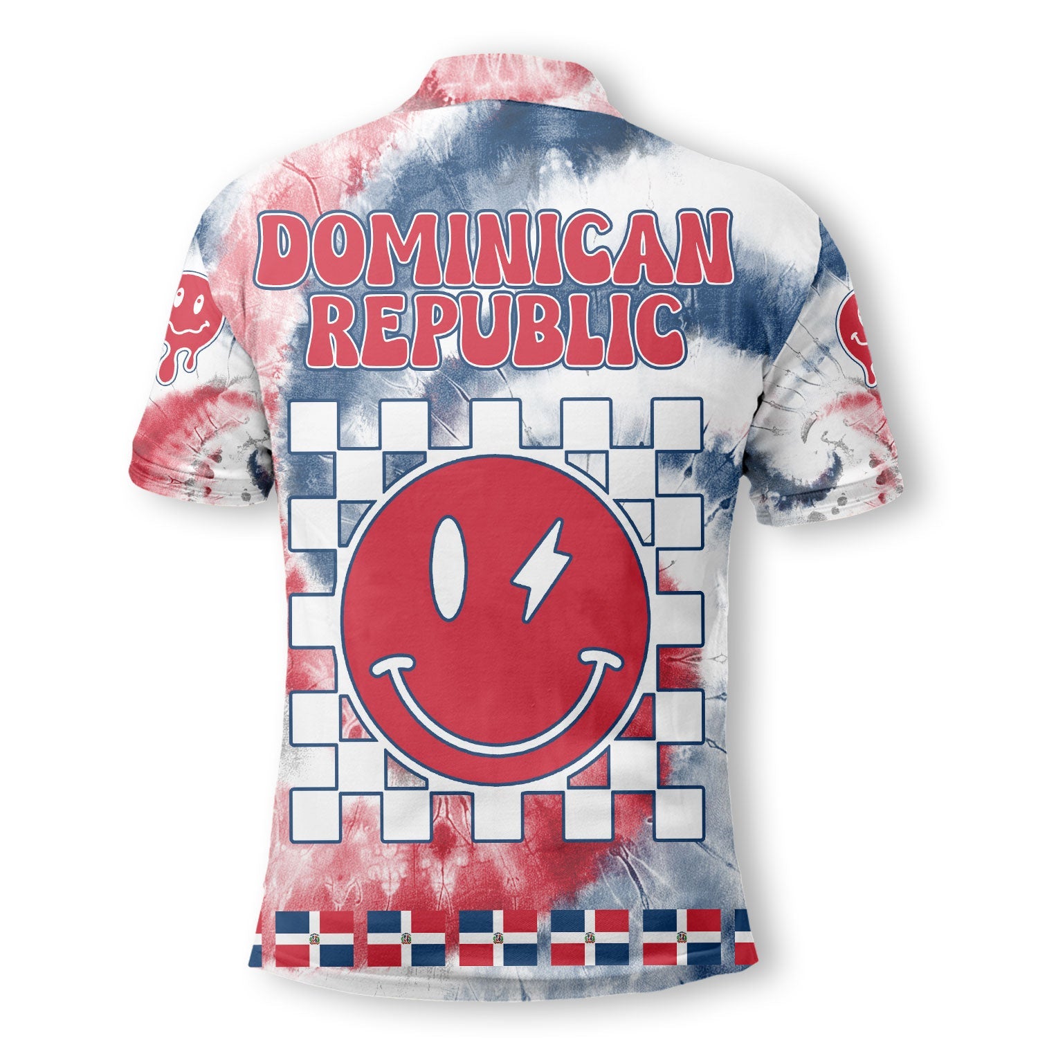 Dominican Republic Polo Shirt Custom Tie Dye Style 3