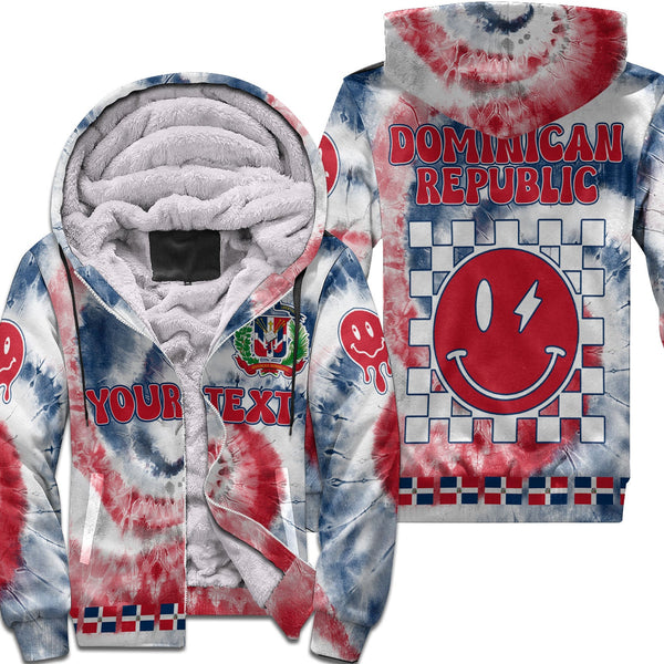 Dominican Republic Sherpa Hoodie Custom Tie Dye Style 1