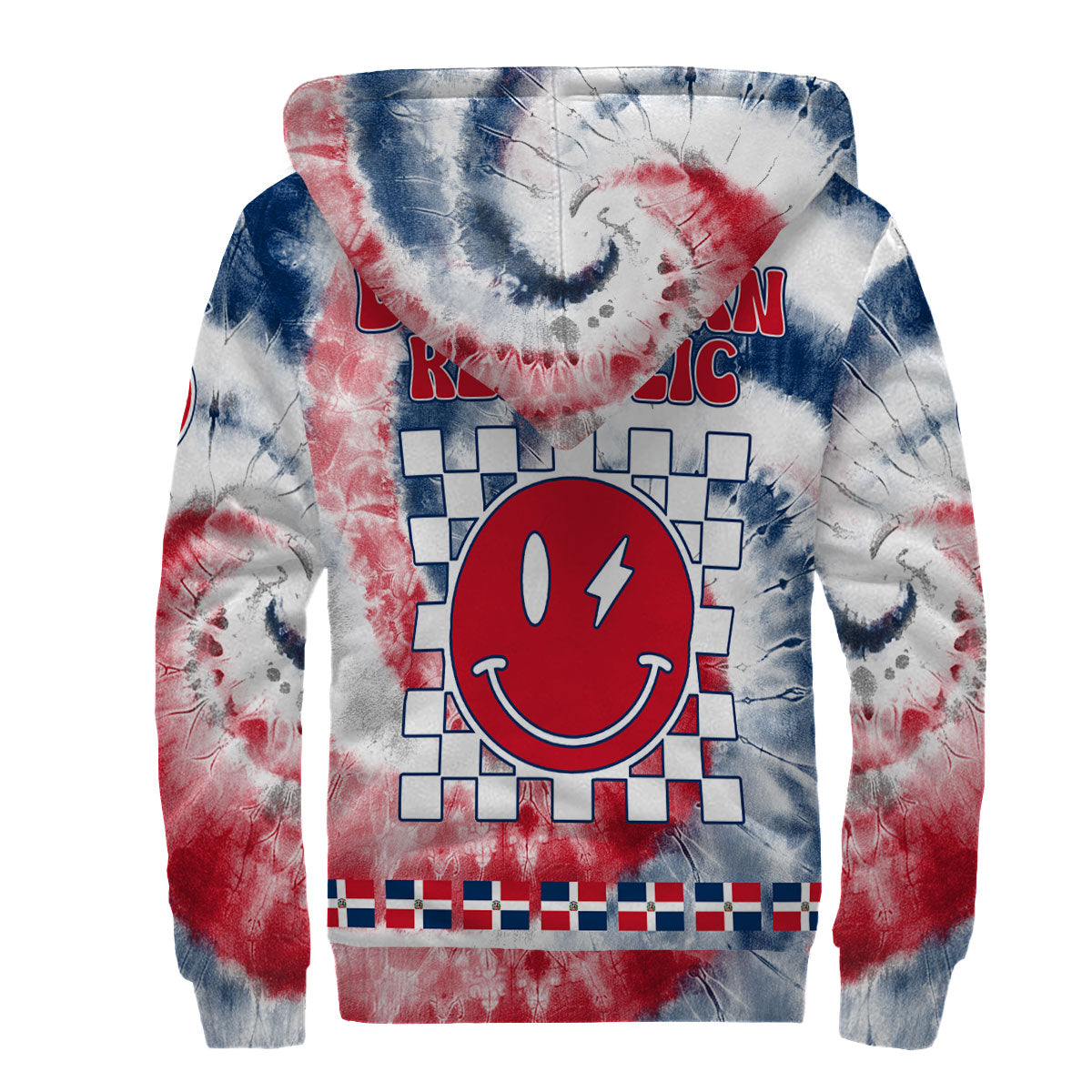 Dominican Republic Sherpa Hoodie Custom Tie Dye Style 2