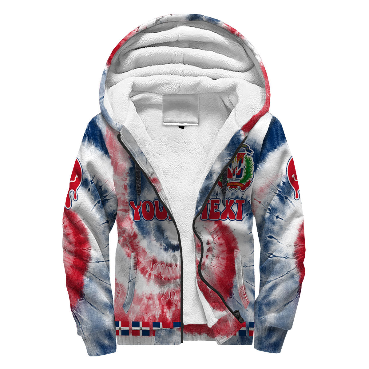 Dominican Republic Sherpa Hoodie Custom Tie Dye Style 3