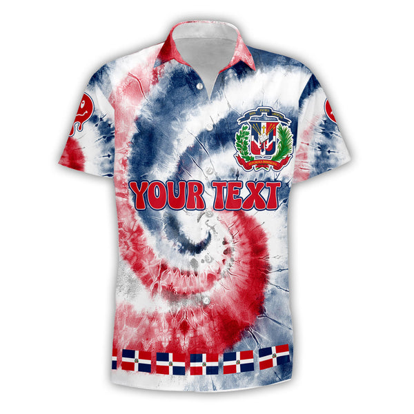 Dominican Republic Short Sleeve Shirt Custom Tie Dye Style 1