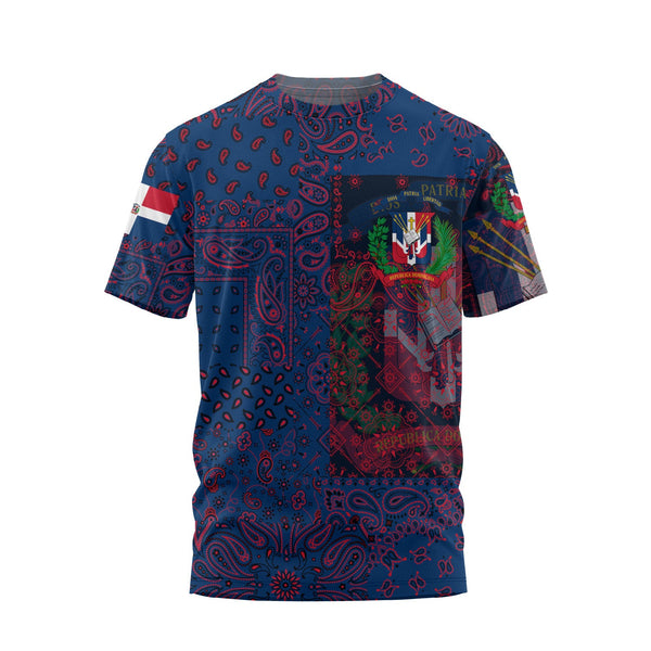 Dominican Republic T Shirt Paisley Flag And Skull Style 1